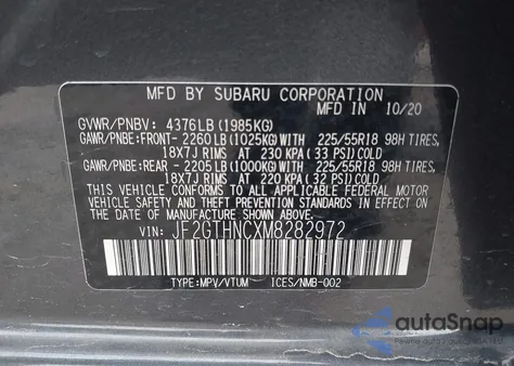 2021 Subaru Crosstrek Limited from USA, damaged, VIN JF2GTHNCXM8282972